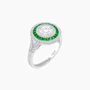 Vintage - Inspired Multi - Halo Gemstone Ring - Shahin Jewelry
